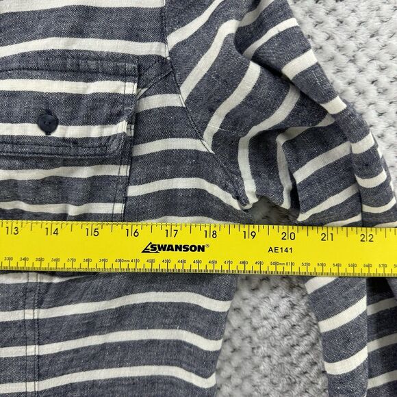 Boden Dress Womens 6R Gray Striped Linen Popover Button Up Knee Length Collared - Picture 11 of 15